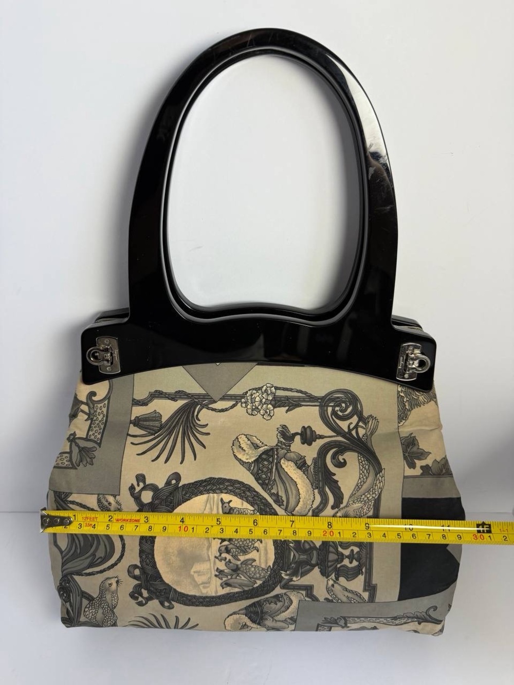 Salvatore Ferragamo Convertible Archival Scarf-Print Canvas Top Handle Bag - Picture 2 of 15